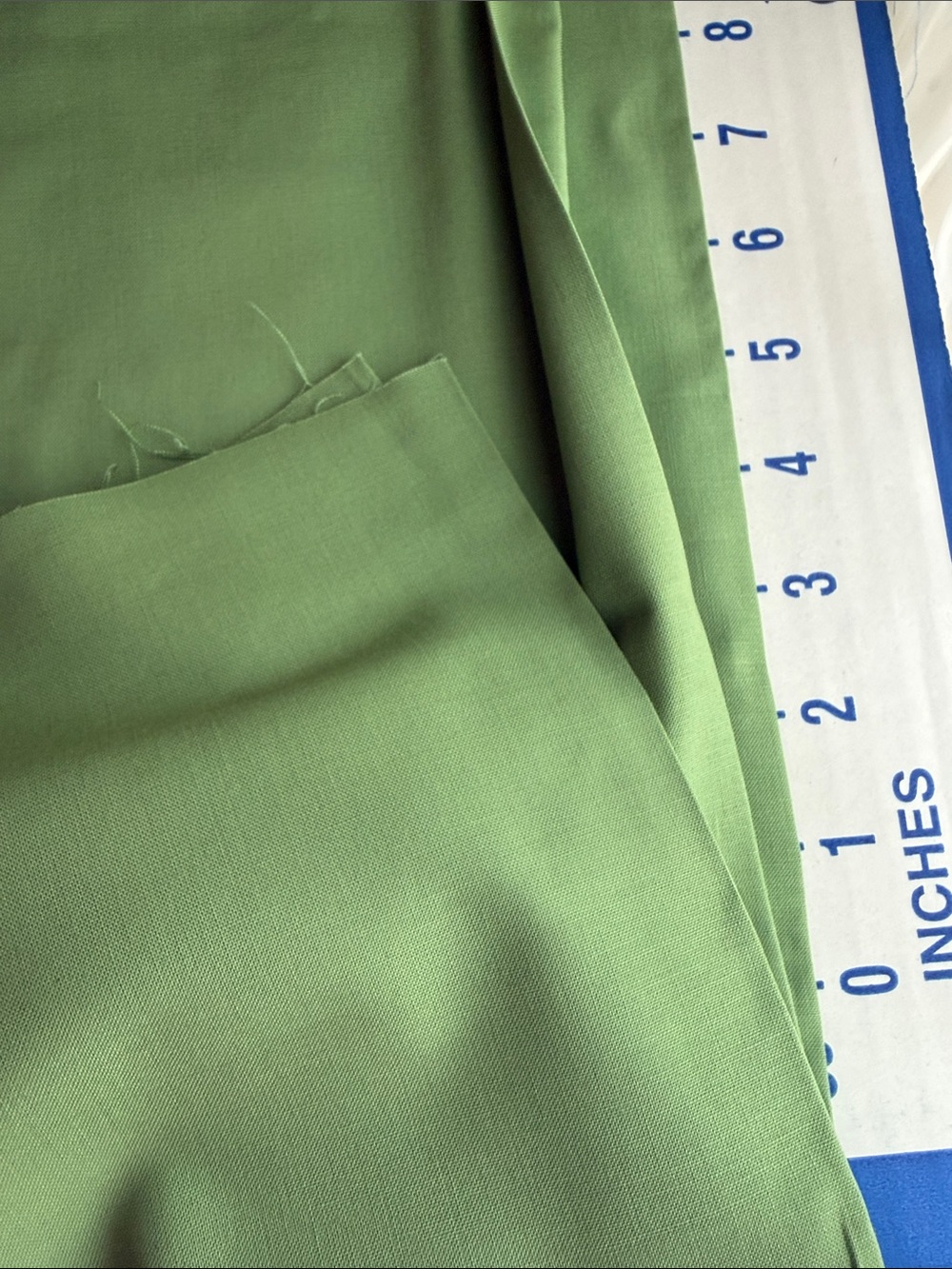 Vintage 1970s Avocado Green Cotton Blend Fabric 2+ Yards x 44” Solid Sturdy - Picture 6 of 11